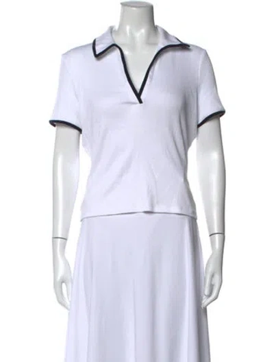 Pre-owned Veronica Beard V-neck Short Sleeve Polo In White