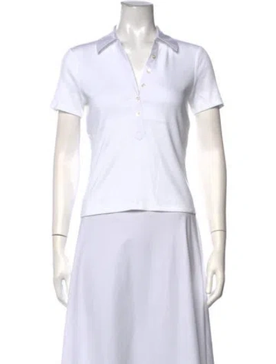 Pre-owned Veronica Beard V-neck Short Sleeve Polo In White