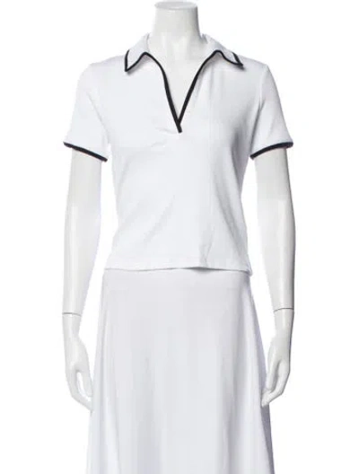 Pre-owned Veronica Beard V-neck Short Sleeve Polo In White