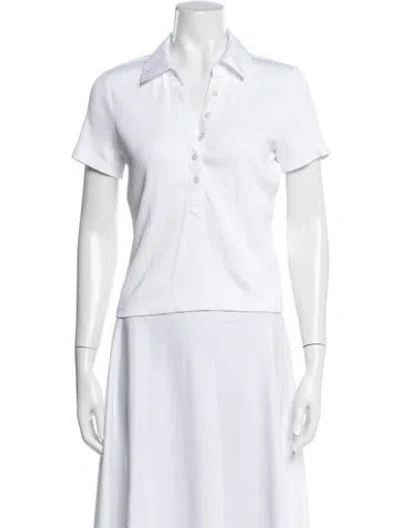 Pre-owned Veronica Beard V-neck Short Sleeve Polo In White