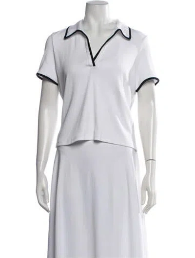 Pre-owned Veronica Beard V-neck Short Sleeve Polo In White