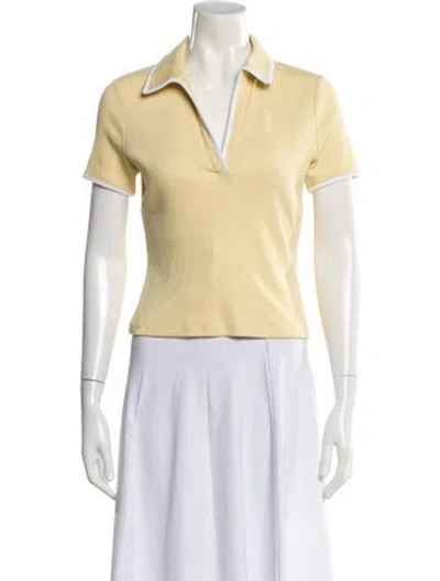 Pre-owned Veronica Beard V-neck Short Sleeve Polo In Yellow
