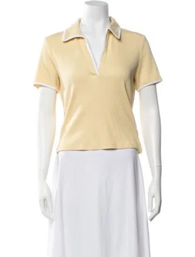 Pre-owned Veronica Beard V-neck Short Sleeve Polo In Yellow