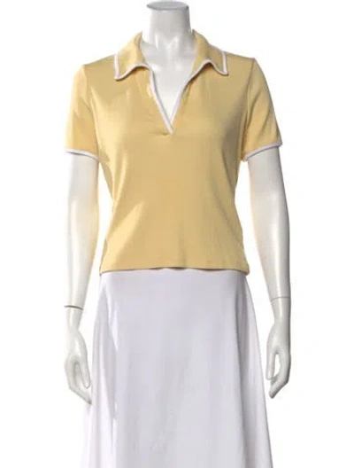 Pre-owned Veronica Beard V-neck Short Sleeve Polo In Yellow