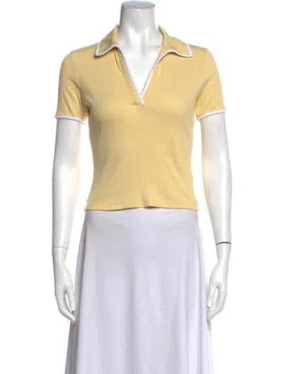 Pre-owned Veronica Beard V-neck Short Sleeve Polo In Yellow
