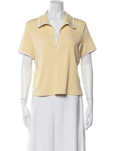 Pre-owned Veronica Beard V-neck Short Sleeve Polo In Yellow