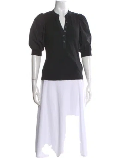 Pre-owned Veronica Beard V-neck Short Sleeve Top In Black