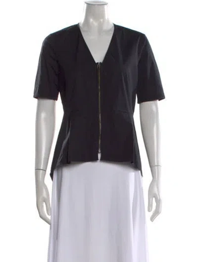 Pre-owned Veronica Beard V-neck Short Sleeve Top In Black
