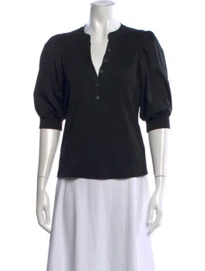Pre-owned Veronica Beard V-neck Short Sleeve Top In Black