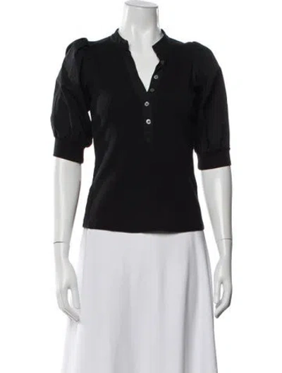 Pre-owned Veronica Beard V-neck Short Sleeve Top In Blue