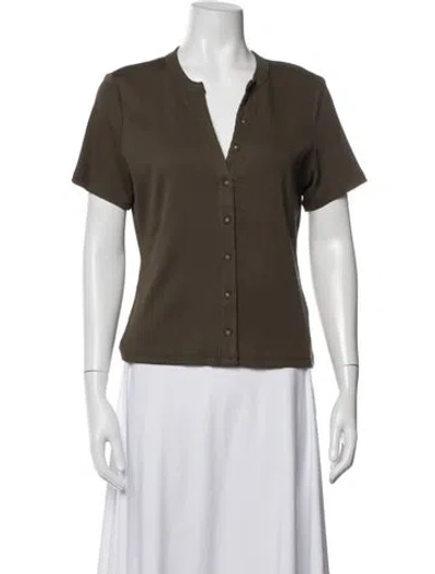 Pre-owned Veronica Beard V-neck Short Sleeve Top In Brown
