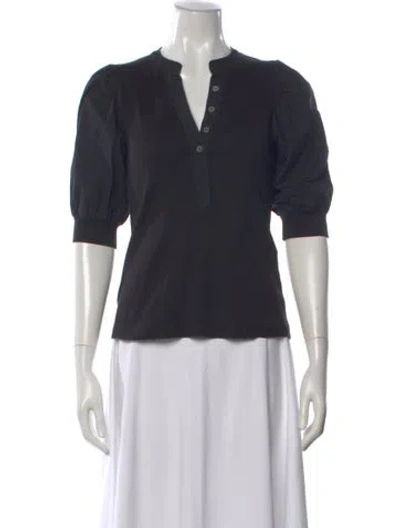 Pre-owned Veronica Beard V-neck Short Sleeve Top In Gray