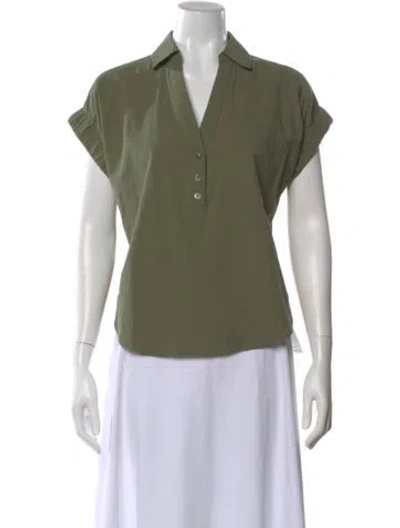Pre-owned Veronica Beard V-neck Short Sleeve Top In Green