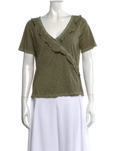 Pre-owned Veronica Beard V-neck Short Sleeve Top In Green