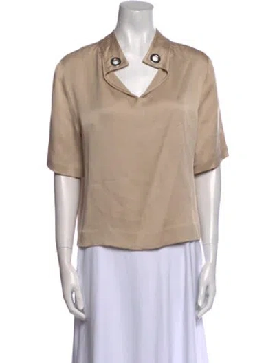 Pre-owned Veronica Beard V-neck Short Sleeve Top In Neutral