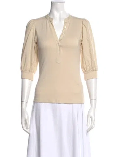 Pre-owned Veronica Beard V-neck Short Sleeve Top In Neutral