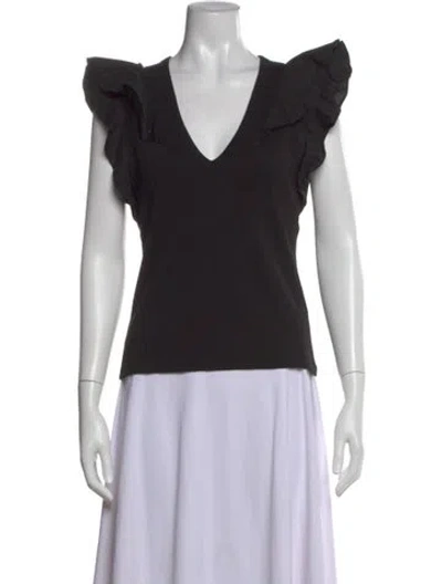 Pre-owned Veronica Beard V-neck Short Sleeve Top W/ Tags In Black