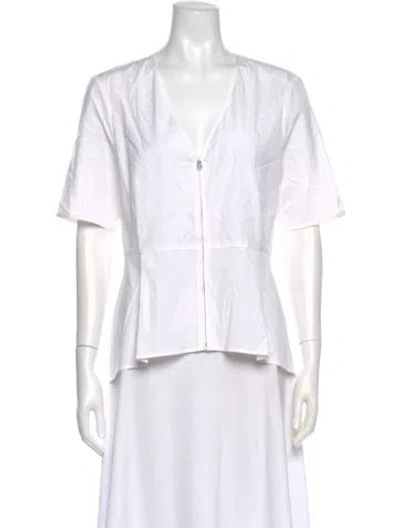 Pre-owned Veronica Beard V-neck Short Sleeve Top In White