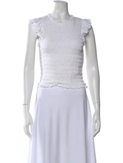 Pre-owned Veronica Beard V-neck Short Sleeve Top In White