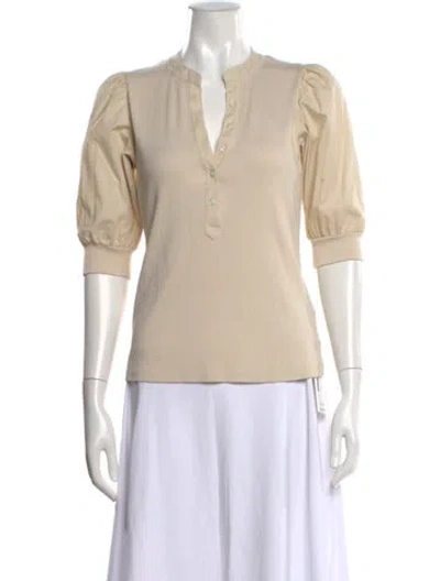 Pre-owned Veronica Beard V-neck Short Sleeve Top In White