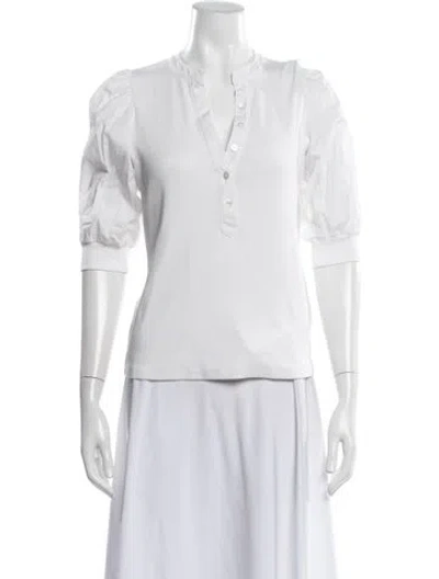 Pre-owned Veronica Beard V-neck Short Sleeve Top In White