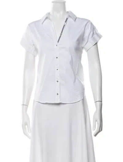Pre-owned Veronica Beard V-neck Short Sleeve Top In White