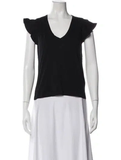 Pre-owned Veronica Beard V-neck Short Sleeve T-shirt In Black