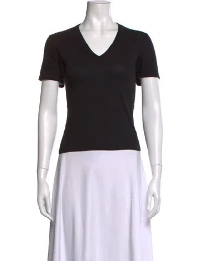 Pre-owned Veronica Beard V-neck Short Sleeve T-shirt In Black
