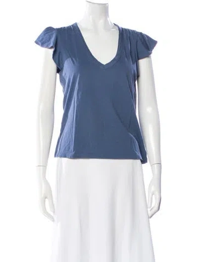 Pre-owned Veronica Beard V-neck Short Sleeve T-shirt In Blue