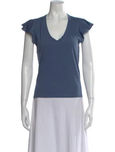 Pre-owned Veronica Beard V-neck Short Sleeve T-shirt In Blue