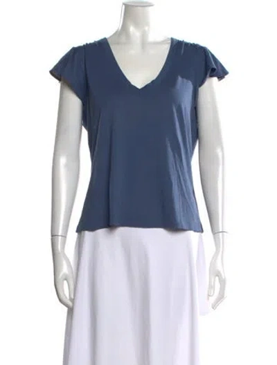Pre-owned Veronica Beard V-neck Short Sleeve T-shirt In Blue