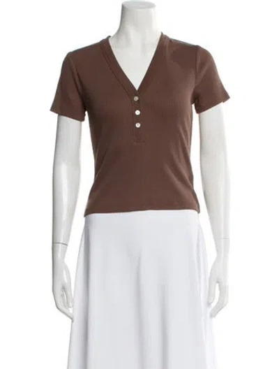 Pre-owned Veronica Beard V-neck Short Sleeve T-shirt In Brown