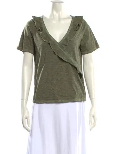 Pre-owned Veronica Beard V-neck Short Sleeve T-shirt In Green