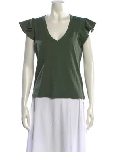 Pre-owned Veronica Beard V-neck Short Sleeve T-shirt In Green