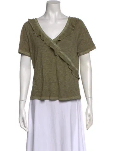 Pre-owned Veronica Beard V-neck Short Sleeve T-shirt In Green