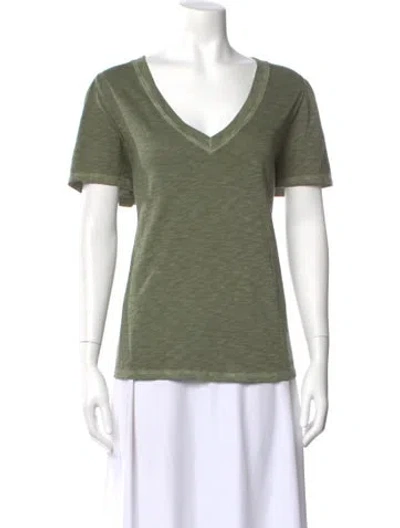 Pre-owned Veronica Beard V-neck Short Sleeve T-shirt In Green