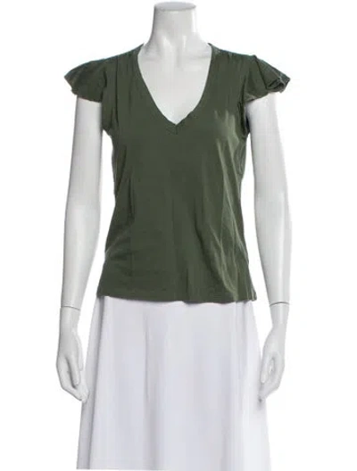 Pre-owned Veronica Beard V-neck Short Sleeve T-shirt In Green