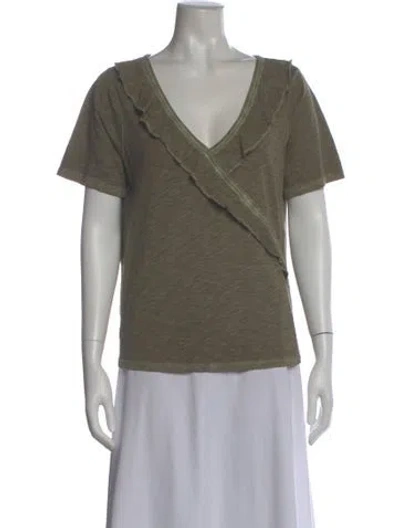 Pre-owned Veronica Beard V-neck Short Sleeve T-shirt In Green