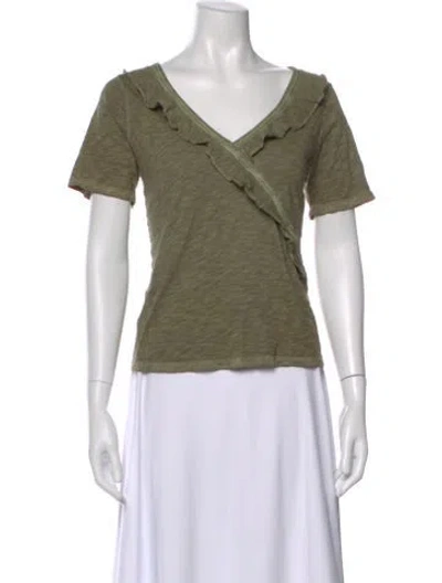 Pre-owned Veronica Beard V-neck Short Sleeve T-shirt In Green