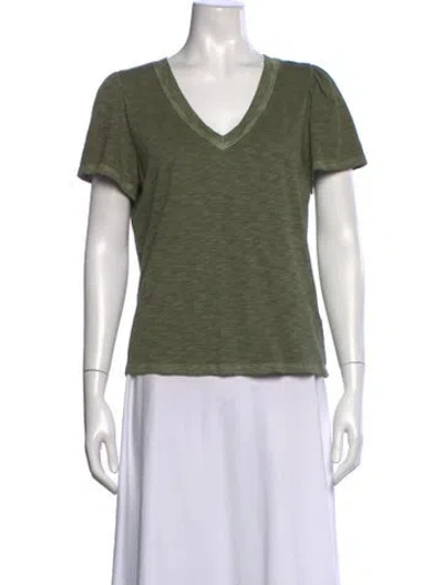 Pre-owned Veronica Beard V-neck Short Sleeve T-shirt In Green