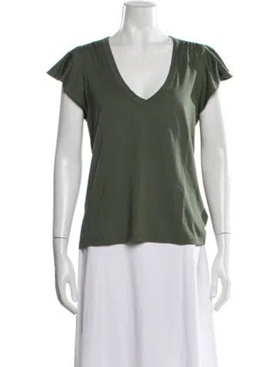 Pre-owned Veronica Beard V-neck Short Sleeve T-shirt In Green