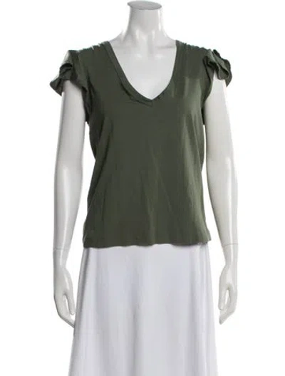 Pre-owned Veronica Beard V-neck Short Sleeve T-shirt In Green