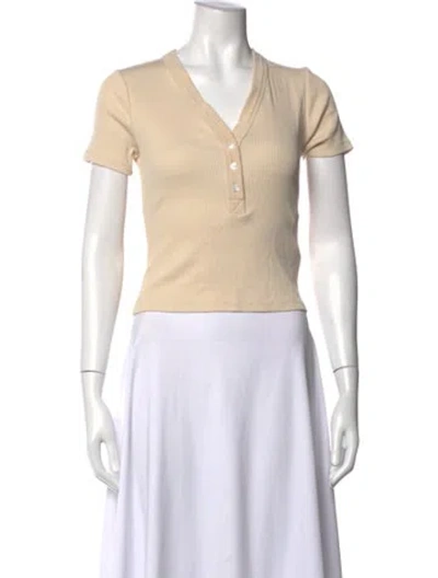 Pre-owned Veronica Beard V-neck Short Sleeve T-shirt In Neutrals