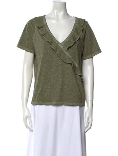 Pre-owned Veronica Beard V-neck Short Sleeve T-shirt W/ Tags In Green