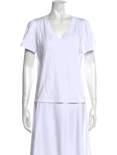 Pre-owned Veronica Beard V-neck Short Sleeve T-shirt In White