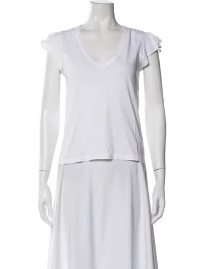 Pre-owned Veronica Beard V-neck Short Sleeve T-shirt In White