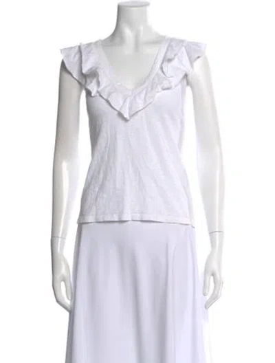 Pre-owned Veronica Beard V-neck Short Sleeve T-shirt In White
