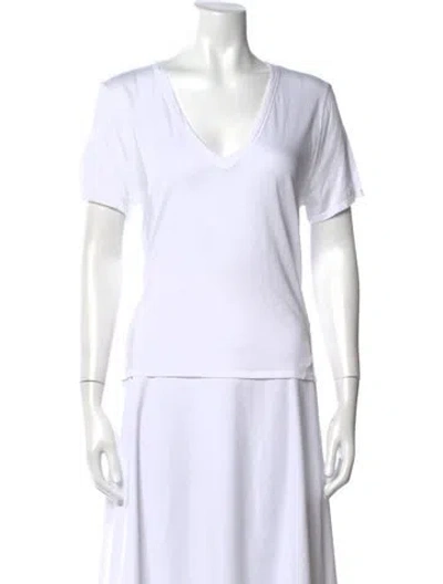 Pre-owned Veronica Beard V-neck Short Sleeve T-shirt In White
