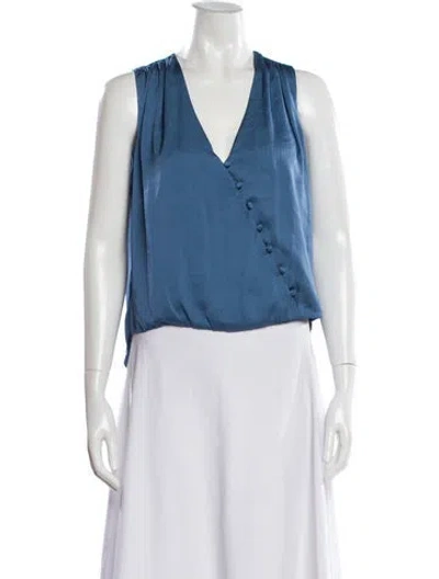 Pre-owned Veronica Beard V-neck Sleeveless Blouse In Blue