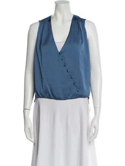 Pre-owned Veronica Beard V-neck Sleeveless Blouse In Blue